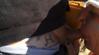 couple on river getting blowjob and pissing - porn video