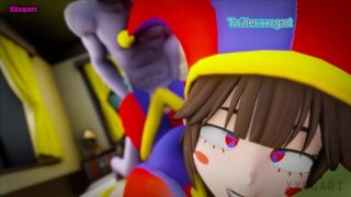 Pomni sex with Jax Engage in sexual activity and ejaculate on the large bed in the bedroom - porn video